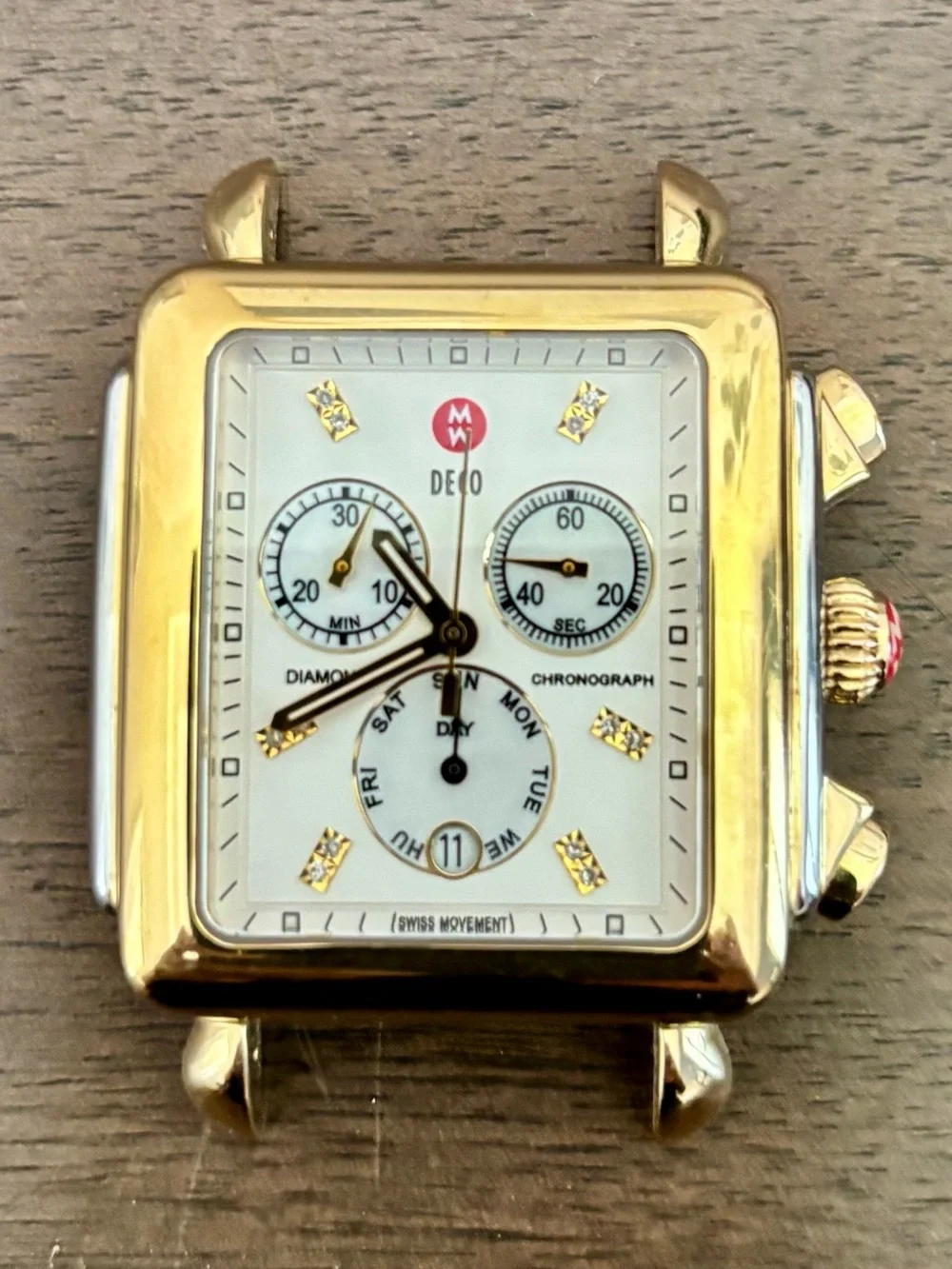 MICHELE  Deco XL Watch (Includes Two Extra Michele Leather Straps)